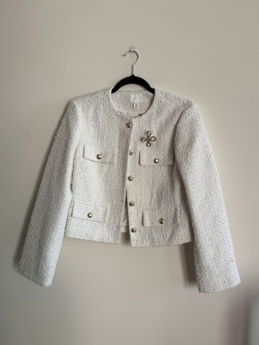 Твідовий жакет білий укорочений