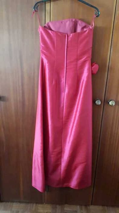Vestido de cerimónia comprido rosa fúcsia