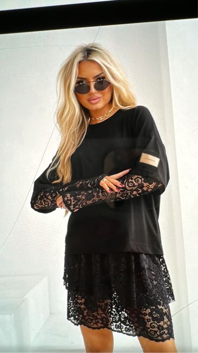 Bluzka bawełna rękaw koronka