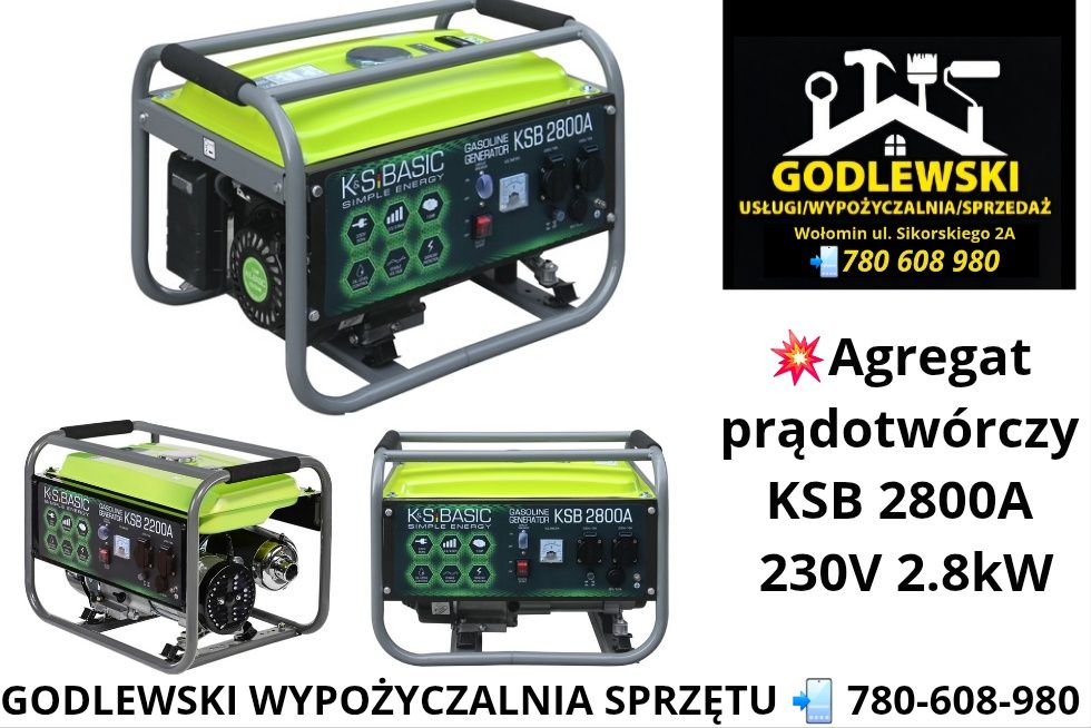 Wynajem! Agregat prądotwórczy 2,5Kw Wypożyczalnia!