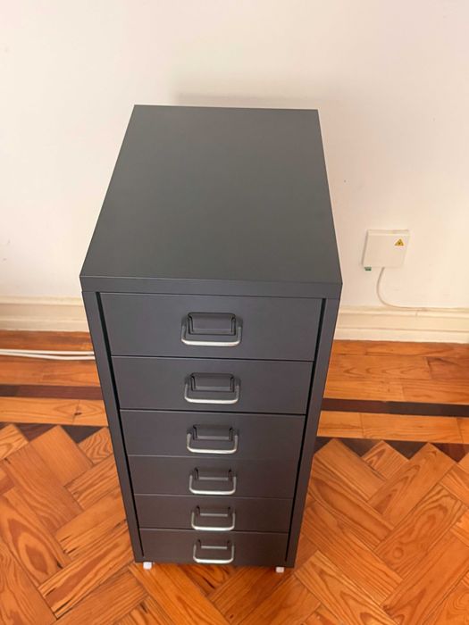 Gaveteiro IKEA Helmer preto c/ rodízios para escritório ou homeoffice