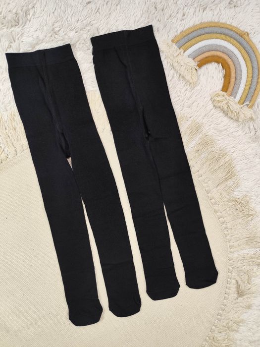 Nowe gładkie czarne rajstopy 110-116