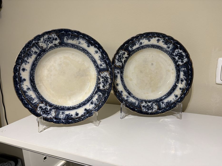 Conjunto 2 Pratos Antigos Fábrica de Sacavém - Coleção / Antiguidade