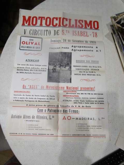grande poster vintage Motociclismo 1978   Vila Nova Gaia Santa Isabel