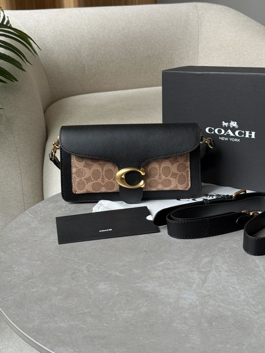 Coach Tabby Black/Beige Shoulder Bag In Signature Canvas