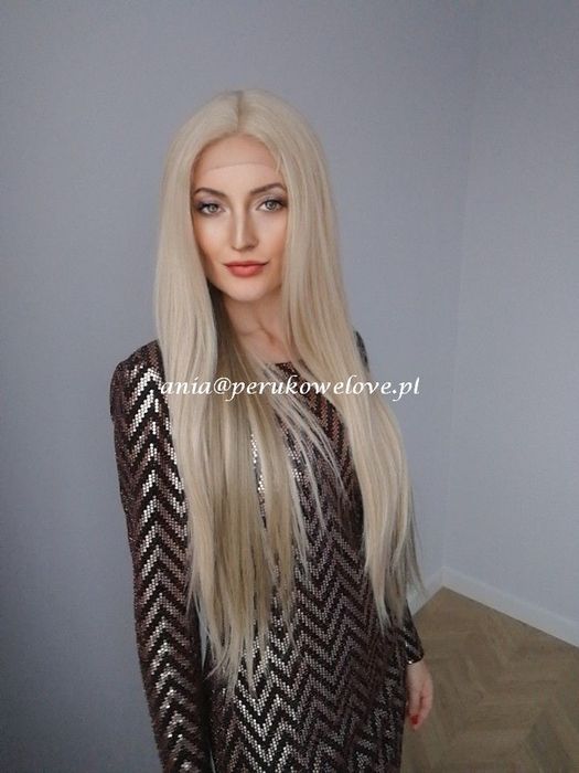Peruka lace front słoneczny blond refleksy włosy jak naturalne