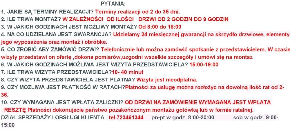 Drzwi wewnętrzne z montażem