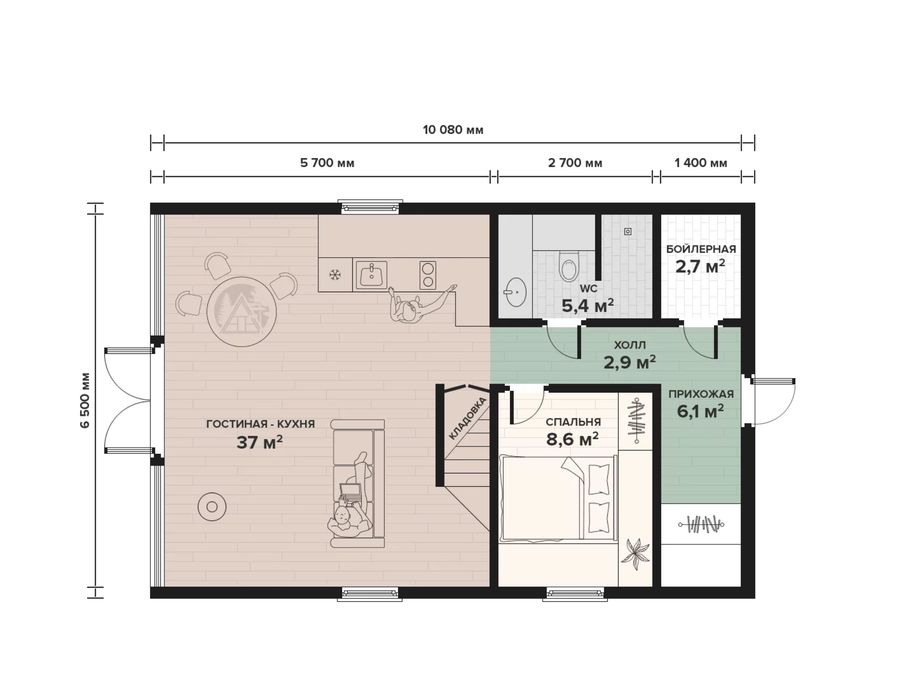 Победа-6 дом A-Frame 77 м2. Новострой.