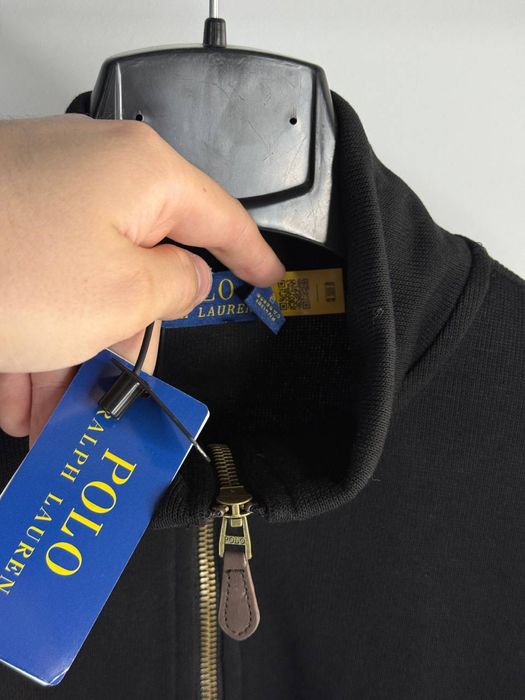 1/3 zip поло ральф лаурен / чоловіча кофта светр на замку ральф чорний