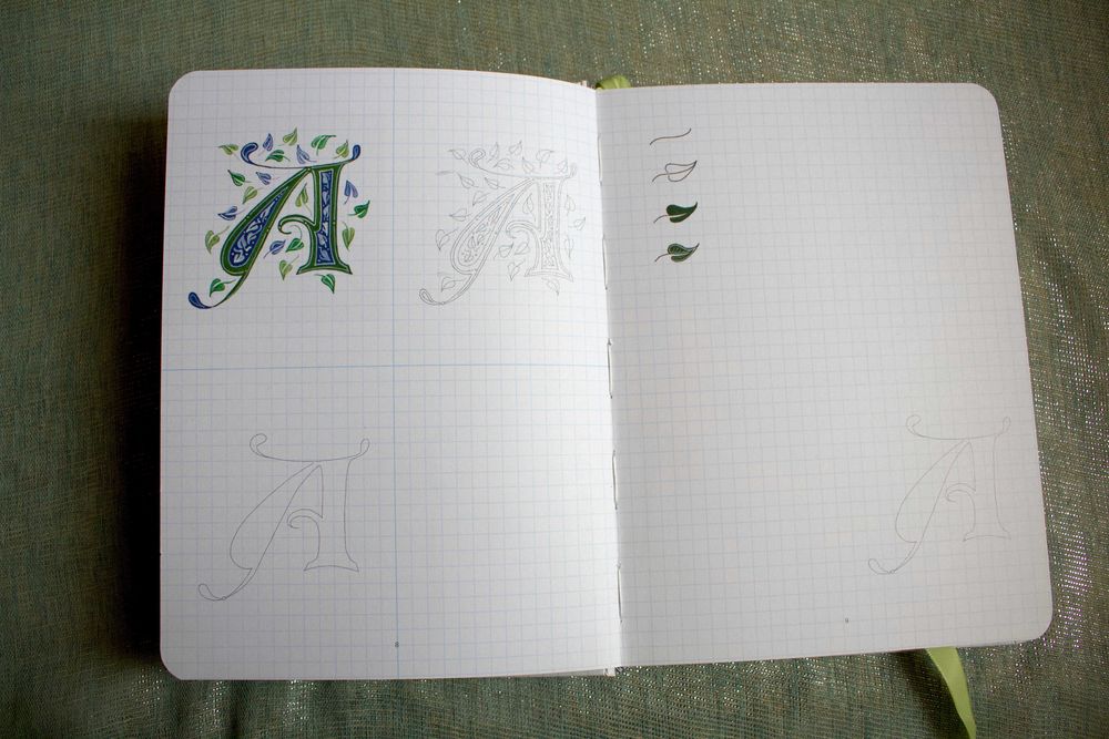 Livro/caderno de desenho de Iluminura em Inglês