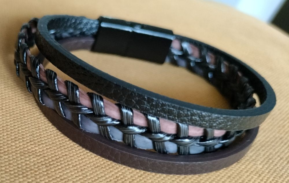 Męska bransoleta skórzana rzemień rzemyk 19 cm