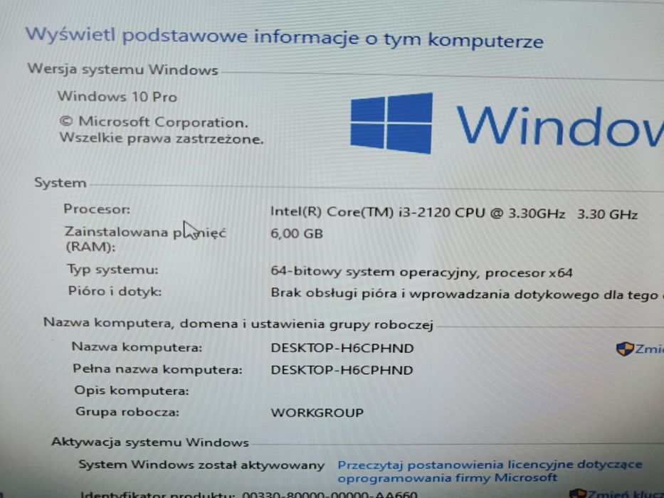 Komputer Dell intel licencja windows