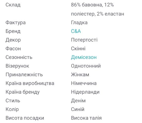 Джинси C&A розмір 34