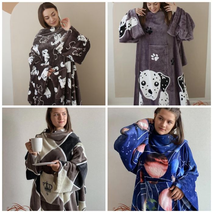 !!!Плед флисовый с рукавами и карманом на Подарок!