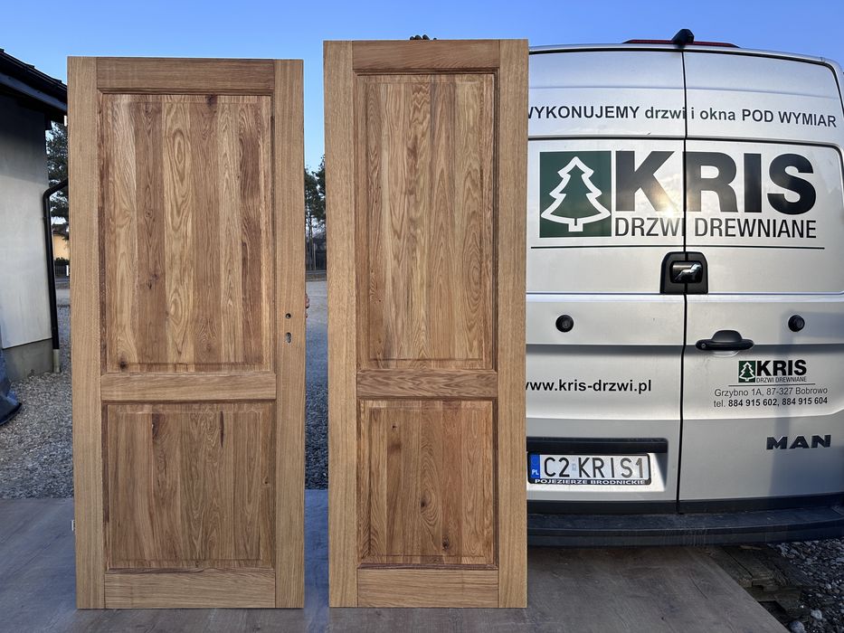 Drzwi wewnętrzne drewniane OD RĘKI lite dębowe szczotkowane olejowane