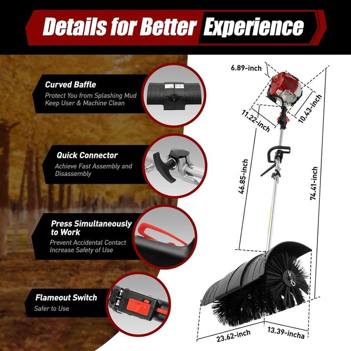 ZAMIATARKA SPALINOWA DO Ogrodu Kostki Trawy - 2,3KM MOCNA Cały Zestaw
