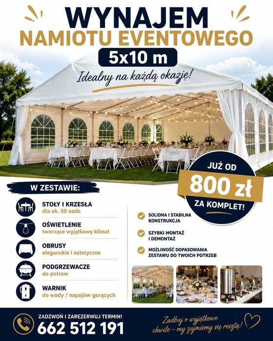 Namiot imprezowy 5x10 wynajem