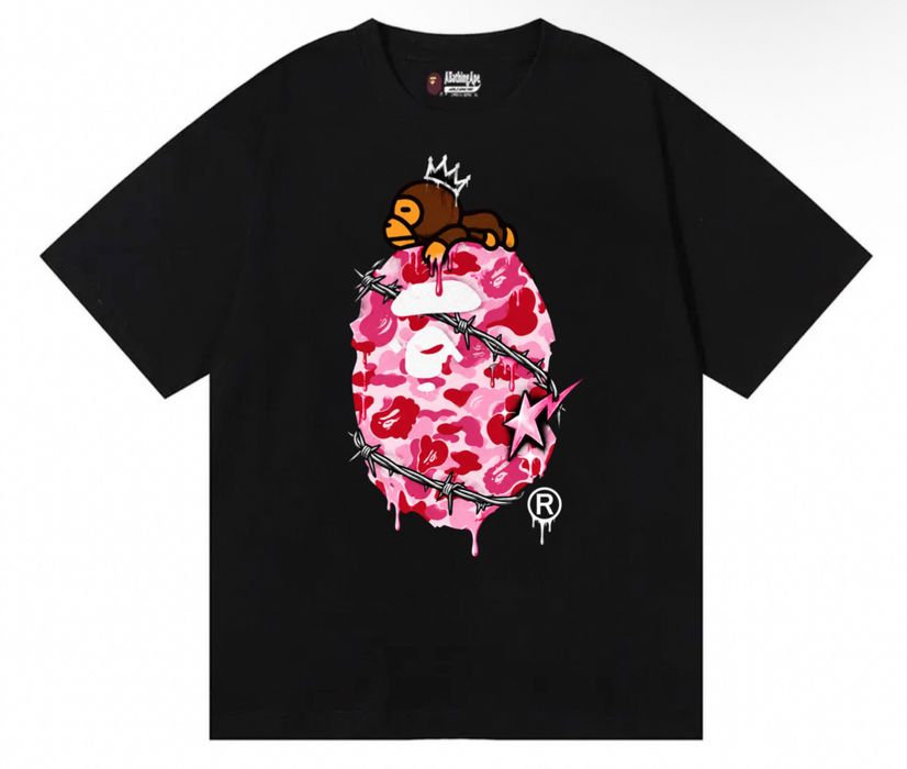 Футболка BAPE Custom Pink Camo Logo унисекс бейп черная тишка Новые модели отличный вариант на подарок