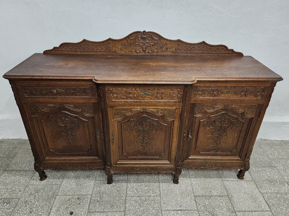 Piękna rzeźbiona francuska komoda ludwikowska ciemna /