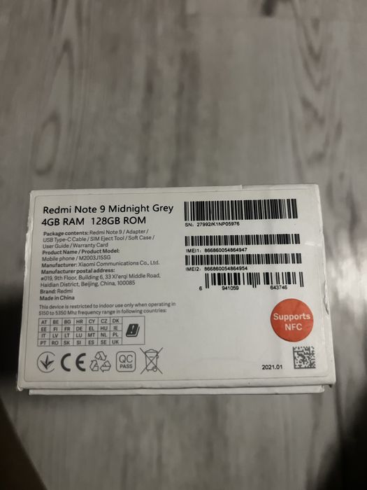 Xiaomie redmi note 9