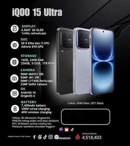 Vivo IQOO 15 Ultra 16/512GB Azul