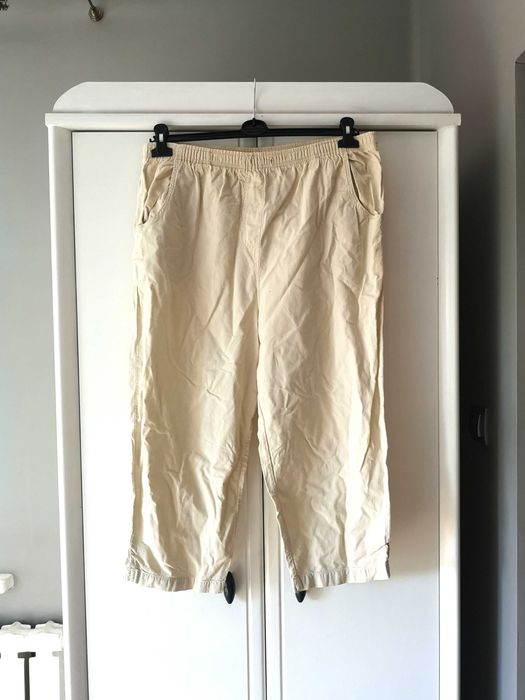 beżowe bawełniane krótkie damskie spodnie spodenki 3/4 na gumce 44 XXL