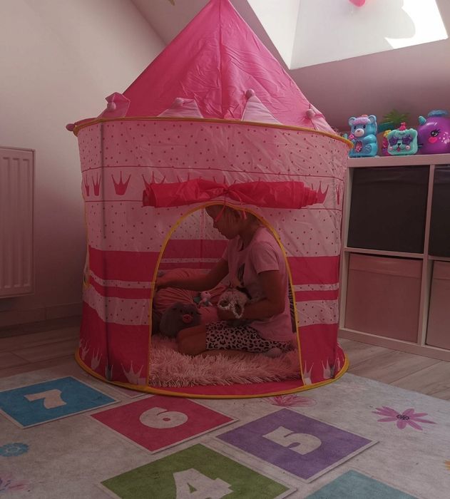 Namiot dla dzieci zamek domek do domu i ogrodu różowy duży
