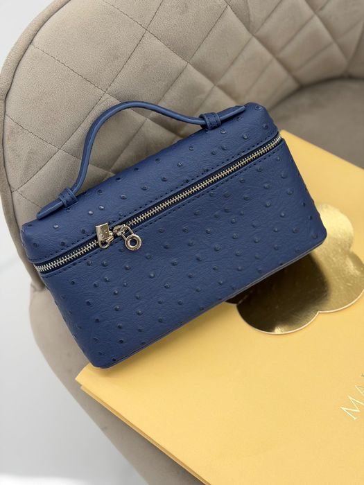 Жіноча сумка у стилі Loro Piana, синя, фактурна