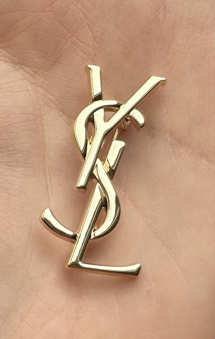 Broszka YSL złota mini 3,7 cm