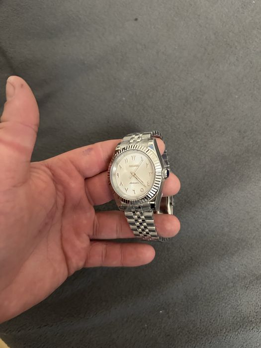 Zegarek automatyczny Seiko mod datejust arabic biały tejstura nh35