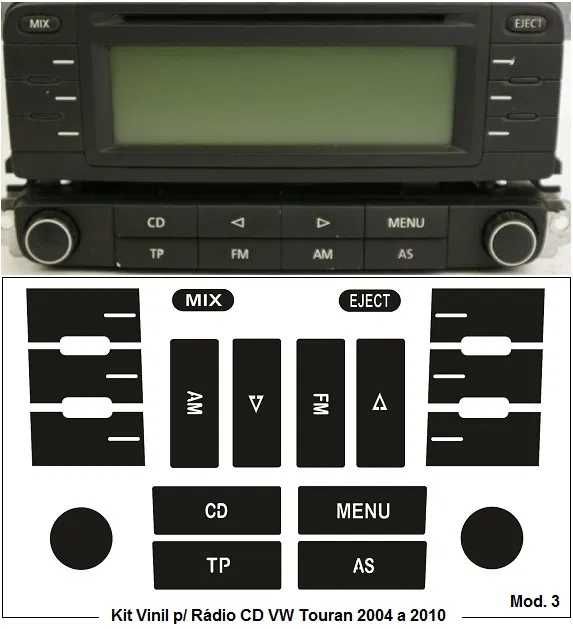 Kit Vinil Reparação Botões Interior Renault / VW Golf / Touareg