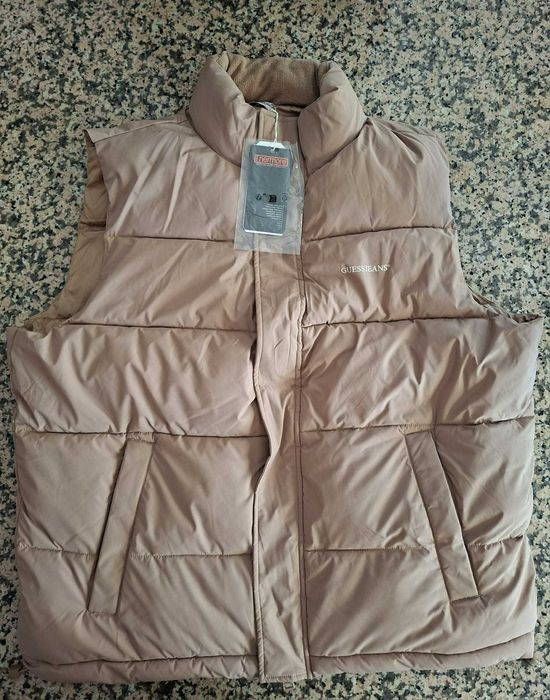 Colete Puffer Guess Jeans Bege
