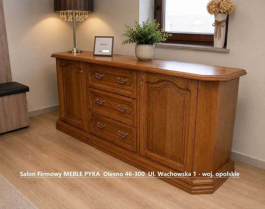Nowa Komoda 200cm KINGA / Dąb Rustikal / z Szufladami / WYPRZEDAŻ / Producent MEBLE PYKA Olesno