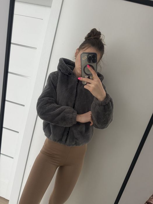 Kurtka bomberka szara miś z kapturem Primark