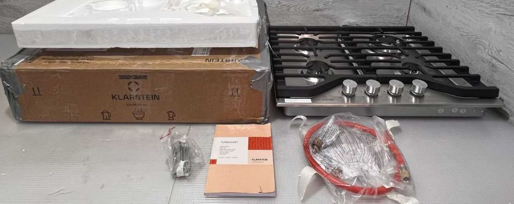 Газова плита варильна поверхня Klarstein Turbocast, 4 конф Нержавійка