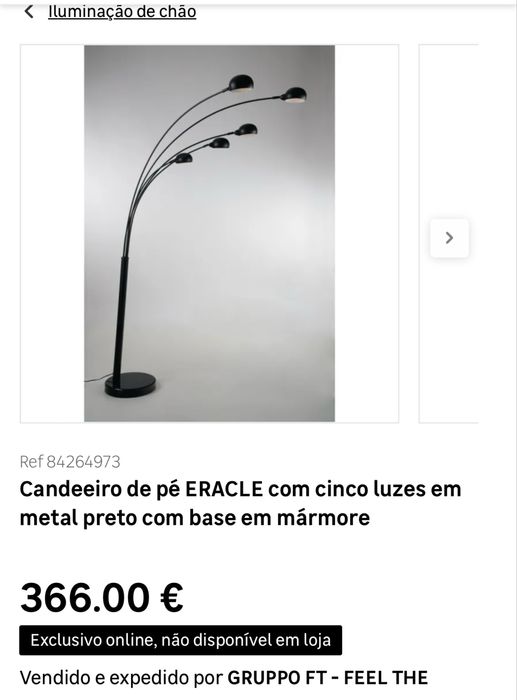 Candeeiro de Pé com Design Moderno - 5 Braços Articulados