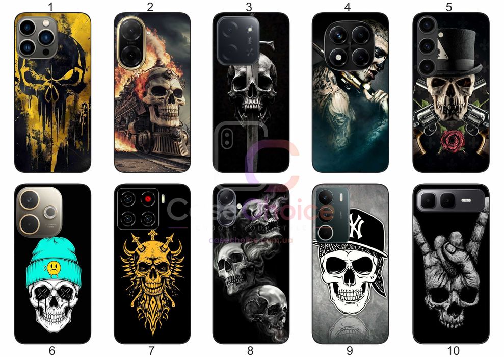 Силіконовий чохол із Черепом для Motorola G06/G56/G86/Edge 60/Edge 50 Neo/G15/G75/G55/G24/G84/G32/G14/G54/Moto E7 Power/Edge 60 Neo/E14/G60/G31