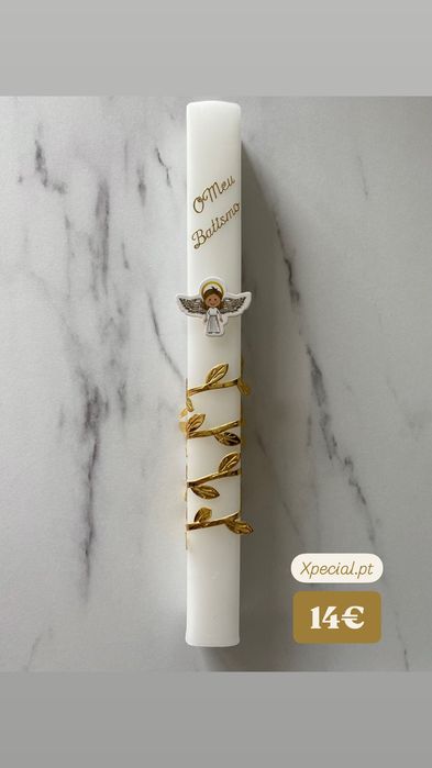 Vela Batismo Dourada