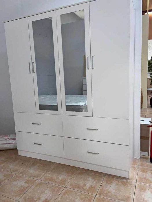 Roupeiro branco de 4 portas - envio grátis - Promoção