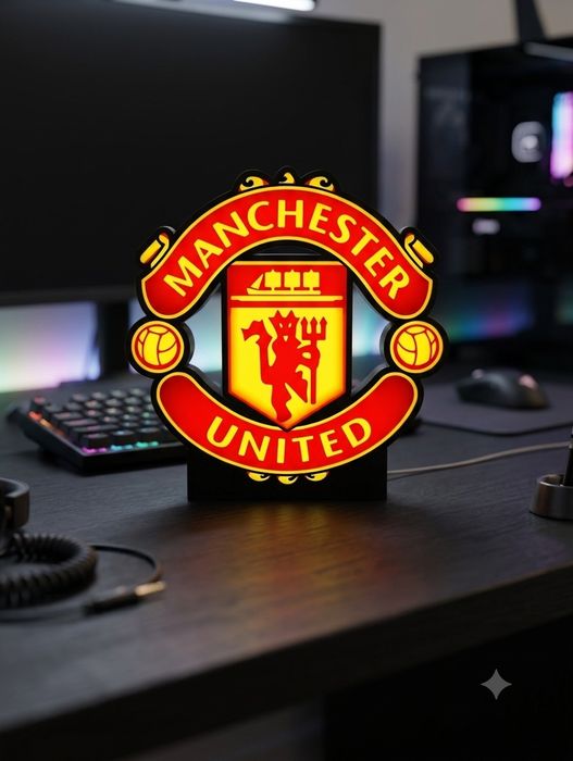 Світлодіодний LED Лайтбокс Світильник «Manchester United» (Манчестер Юнайтед) — 3D Нічник на робочий стіл