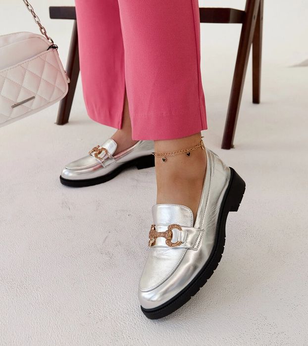 Srebrne mokasyny z cyrkoniami Aleyna