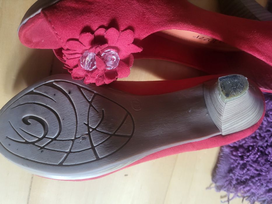 Czerwone buty pantofle odkryte palce Marco Tozzi r. 37