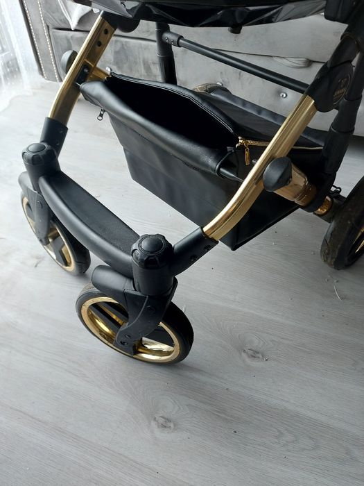 Kosz pod wózek junama Diamond czary czarno zloty nowy ekoskóra