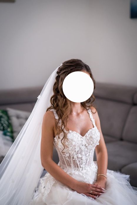 SUKNIA ŚLUBNA XS na 160cm piękna kwiaty