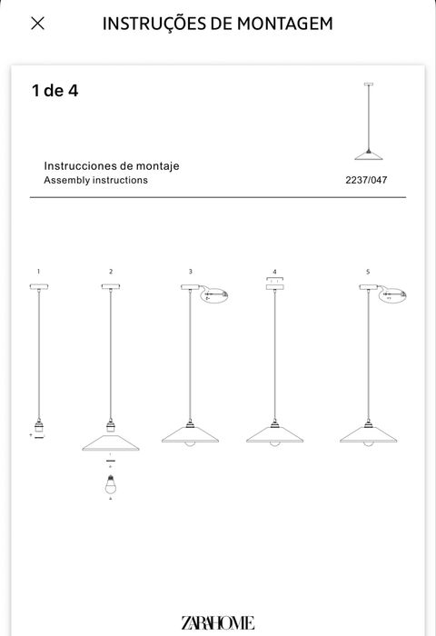 Candeeiro de Tecto Alumínio Zara Home NOVO