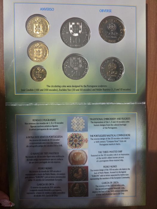 Coleção de 9 moedas "Brilliant Uncirculated" da Expo '98 de Lisboa
