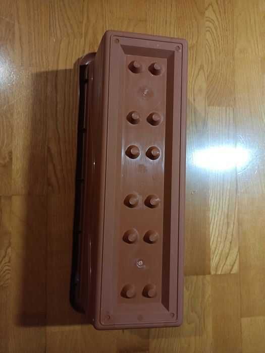 Doniczki prostokątne jasny brąz/ciemna zieleń