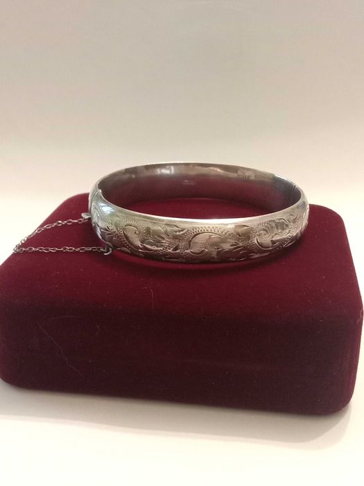 Серебряный браслет гранат нефрит золото антикварный винтажный