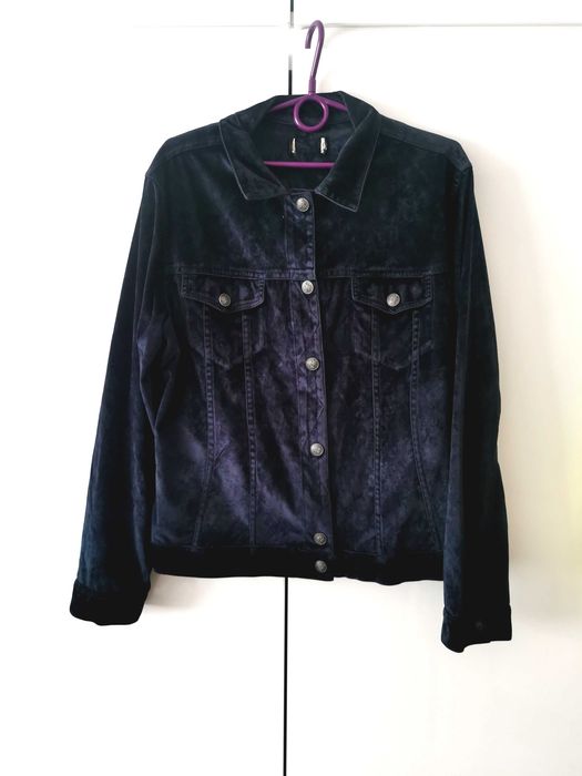 Welurowa kurtka katana koszula granatowa vintage 40 L 42 XL