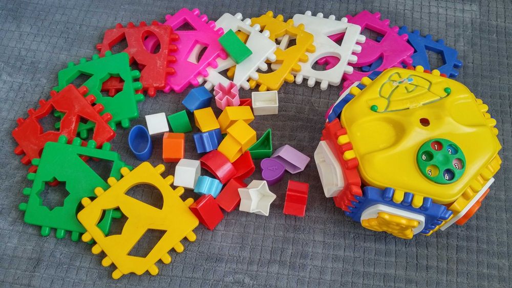 klocki edukacyjne konstrukcyjne dla dzieci klocki nauka kształtów kolorów (B)